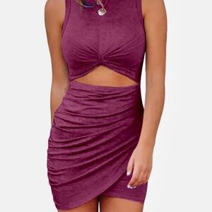 Acelitt Women’s Sleeveless Tank Cutout Twist Bodycon Dress